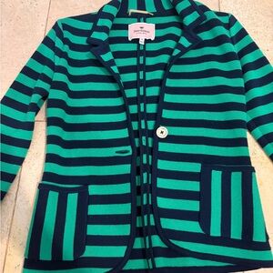 Juicy Couture Green and Navy Striped Sweater